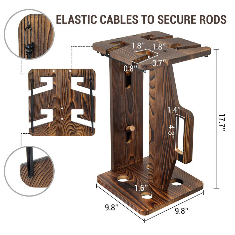 Solid Wood Portable Fishing Rod Rack
