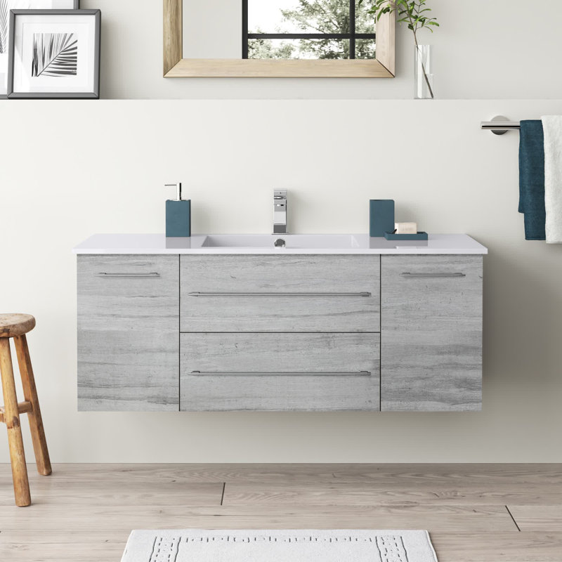 Kato 48" Single Sink Bathroom Vanity with Cultured Marble Top, Gray