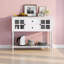 Console avec buffet et tablette inférieure, armoire de rangement en bois / verre Farmhouse (blanc)-2024501939