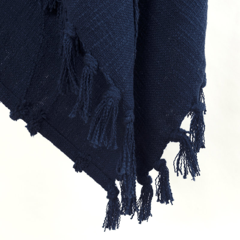 Jeté en coton Detrick, Bleu