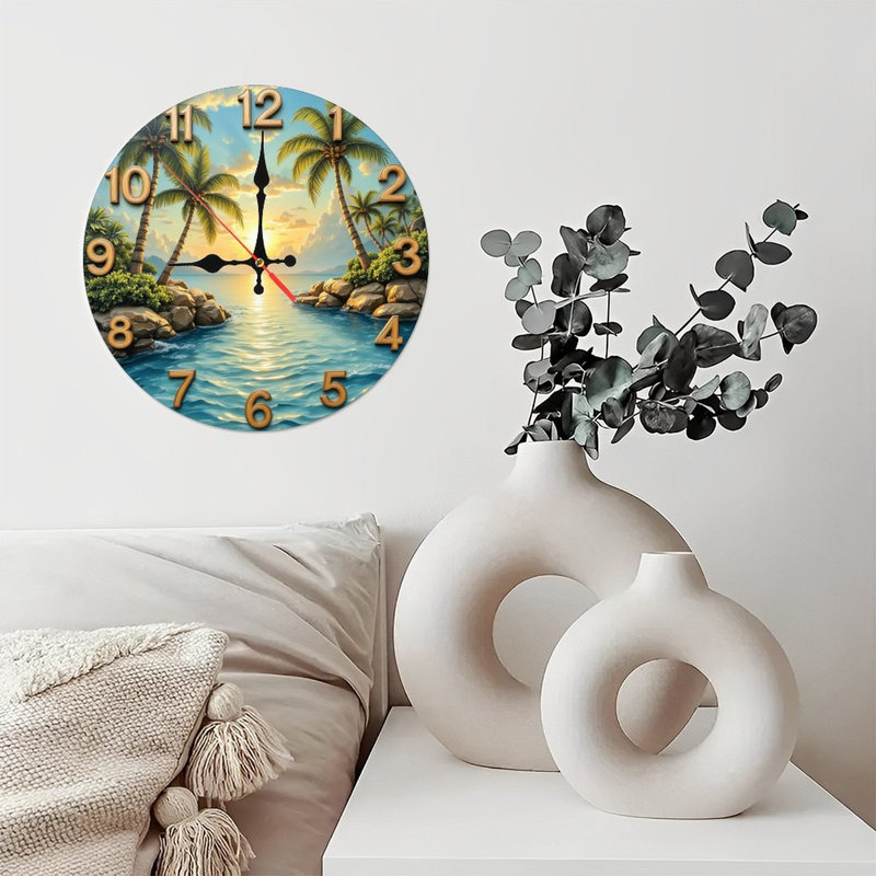Tropical Sunset Beach Ocean Wall Clock
