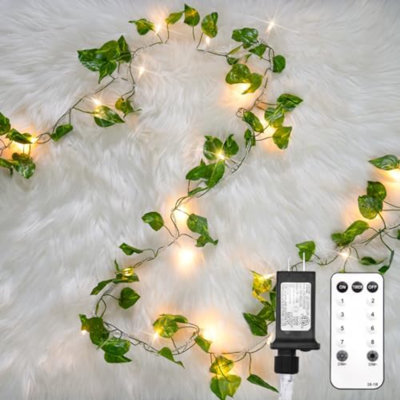 Vine With Fairy Light Plug In, 33Ft 100 LED Pothos String Lights Connectable With Remote, Leaf Lights For Bedroom, Room, Wall, Garden, Party, Wedding Dorm Decor (Warm White)