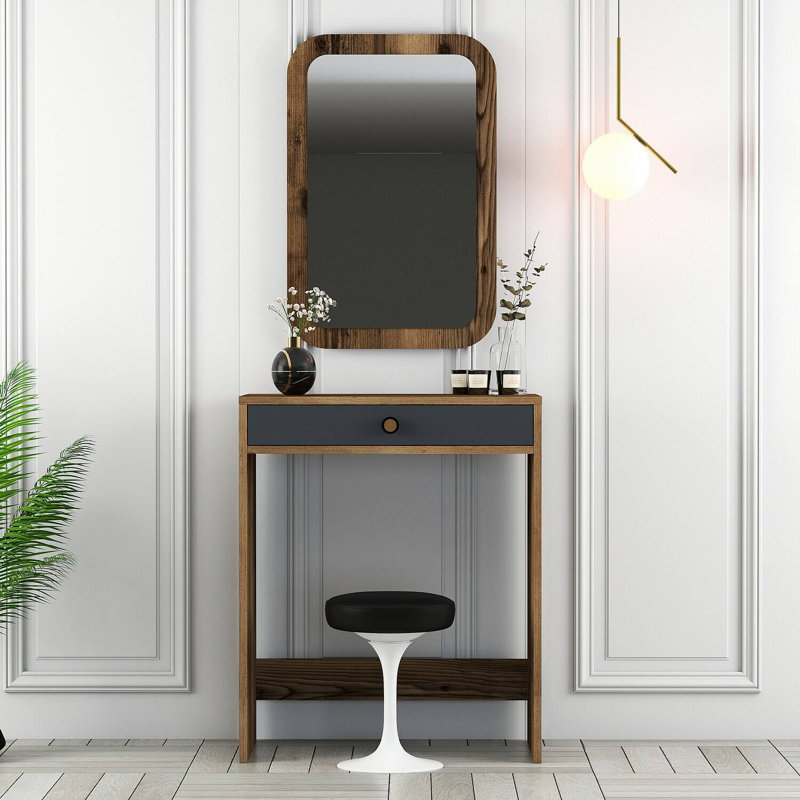 Davis Writing Desk, Walnut/Anthracite