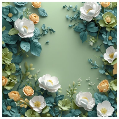 Tapisserie murale "White Roses" - Bouquet
