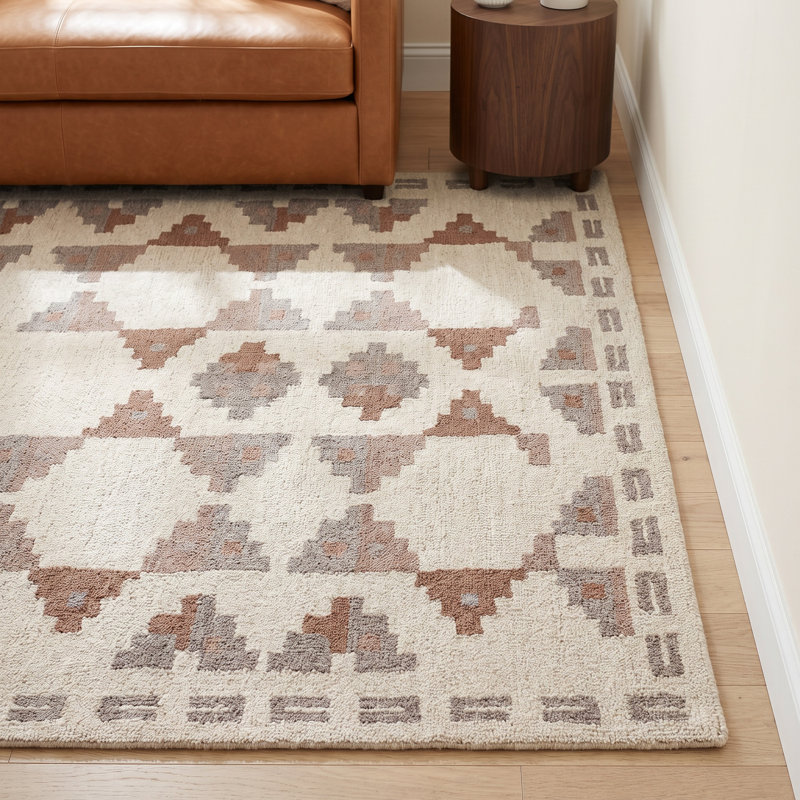 Elsey Hand Tufted Wool Southwestern Indoor Rug, Rectangle 7'9" x 9'9"
