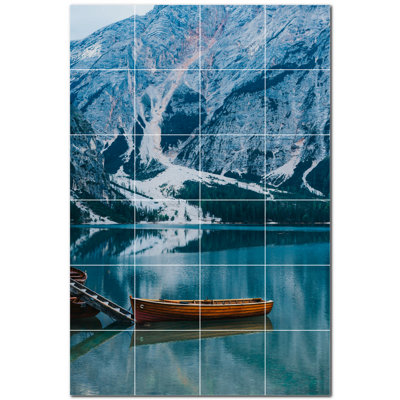 Murale en céramique satinée Boat Photo 12 po x 12 po