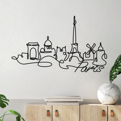 Élégant accessoire mural décoratif en métal, finition noire, 47,2 po x 27,2 po x 0,6 po | Fabrication 100% métal, épaisseur: 0,08 pouce | Léger à 1,6 lb, parfait pour la décoration intérieure moderne et l'art mural unique