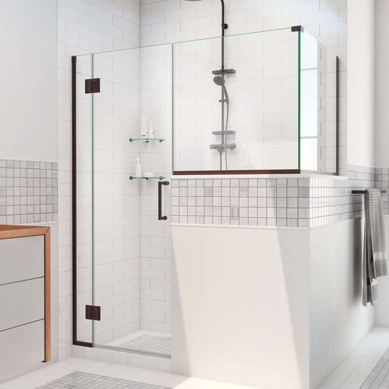Unidoor-X 60 in. W x 30.38 D x 72 H Frameless Rectangle Hinged Shower Enclosure, Oil Rubbed Bronze