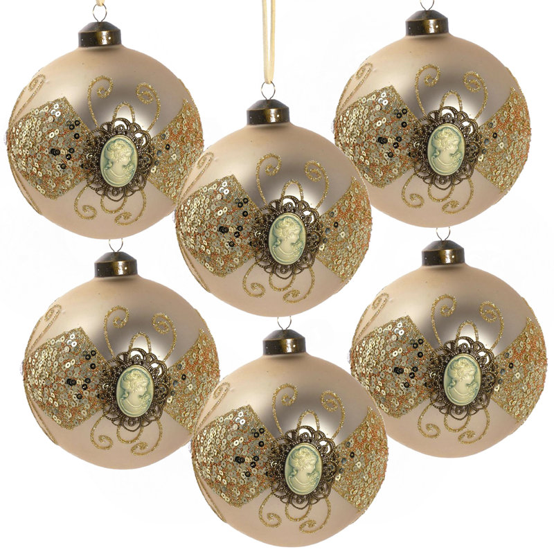 D3,9 po, boules de Noël décoratives, boules de Noël suspendues en verre pour décorations de fêtes, lot de 6