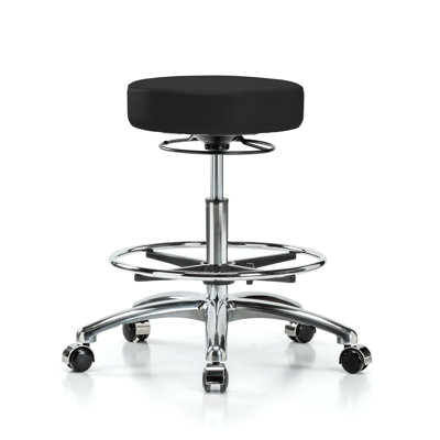 Tabouret médical PERCH Chrome avec réglage de la hauteur à 360 degrés et repose-pieds | Hauteur du banc moyen: 20,5 à 28 po