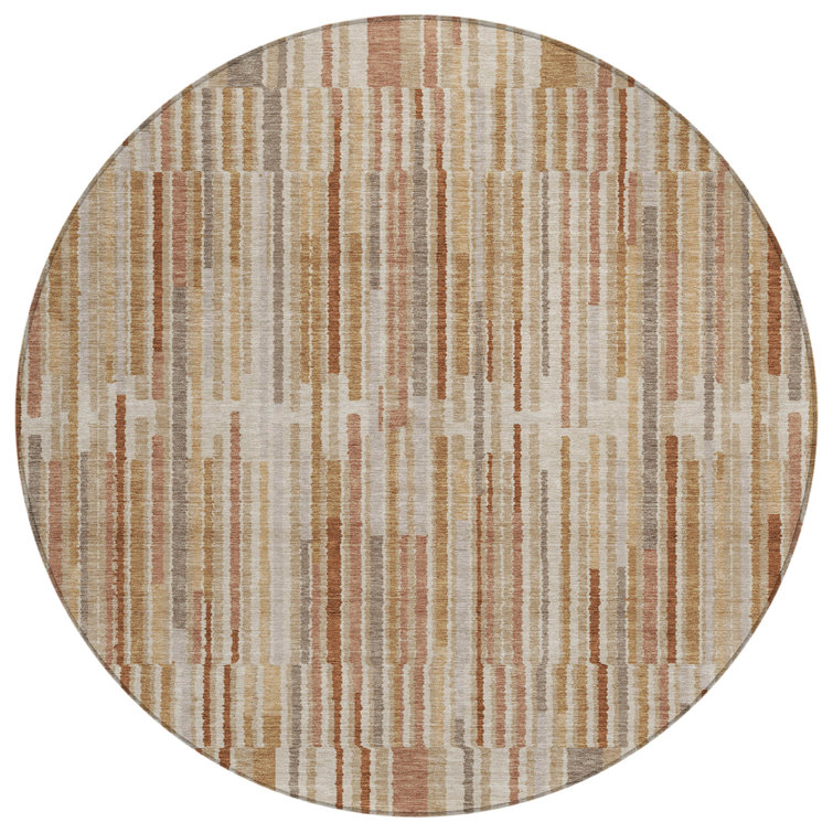 Machine Washable Indoor/Outdoor Xhevrie Terracotta Rug