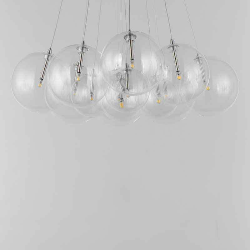 Luminaire suspendu 12 lumières Celica, Nickel satiné