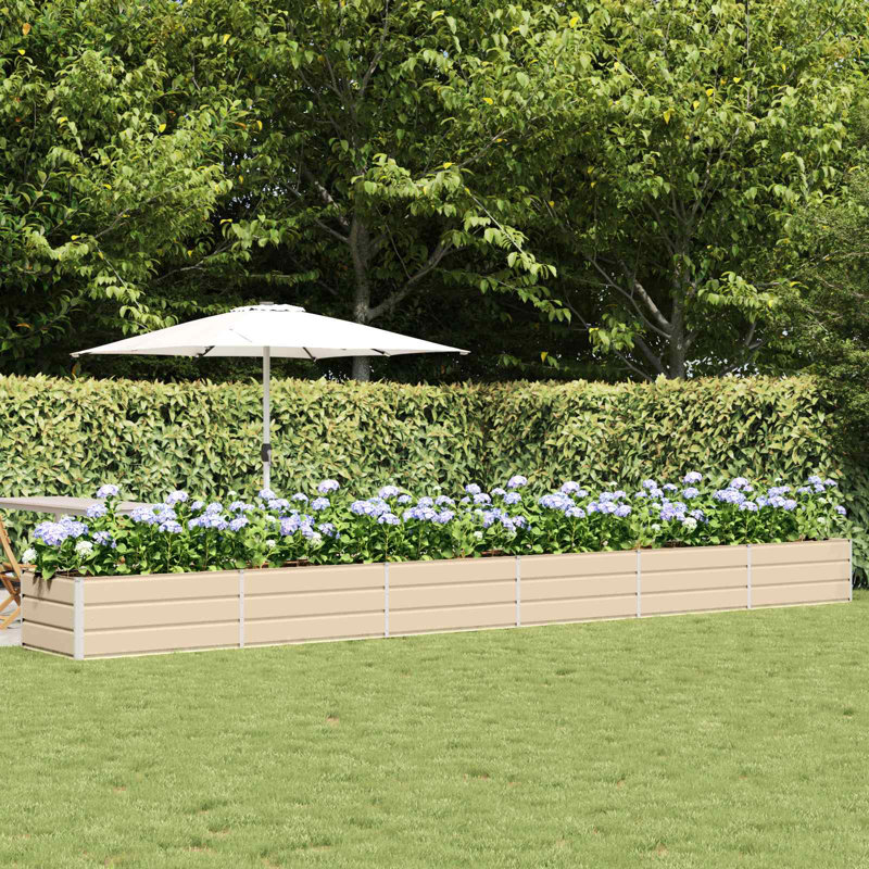 Planter Steel, 45cm H x 600cm W x 80cm D, Ivory