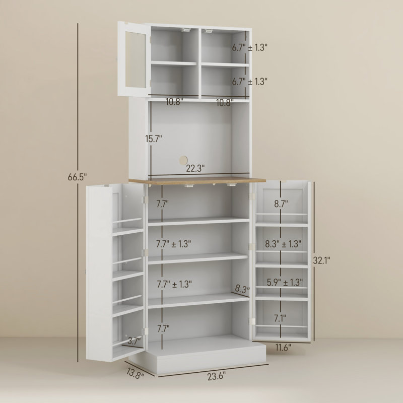Armoire de cuisine 66,5 pouces avec support pour micro-ondes