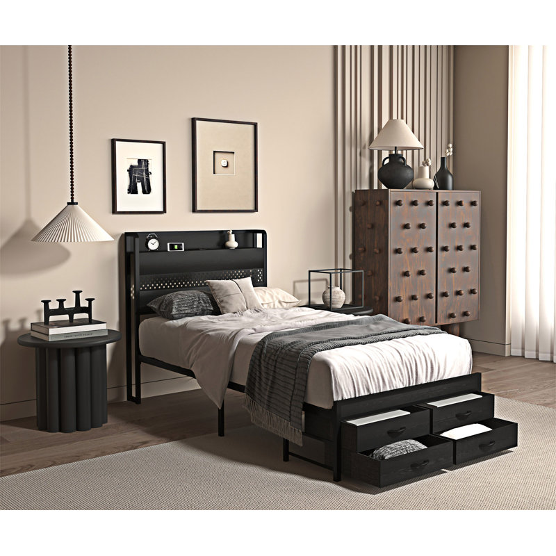 Bed Frames With Drawers, Black