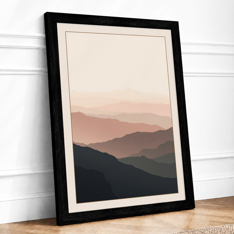 Mountains at Sunrise Minimalist - Framed Print, A1 - 84.1 x 59.4 cm, Black