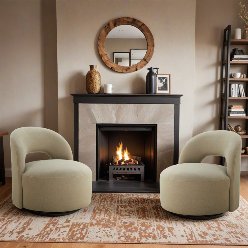 Denison 32'' Swivel Accent Chair, Tan