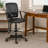Reza Rolling Drafting Armchair, Footring, Black Faux Leather, Swivel