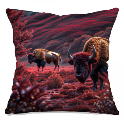 Coussins Bison In Red Landscape