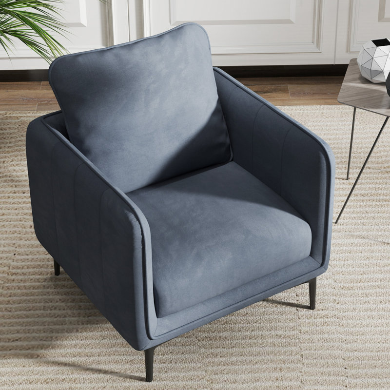 29" W Upholstered Velvet Club Accent Chair, Gray Velvet
