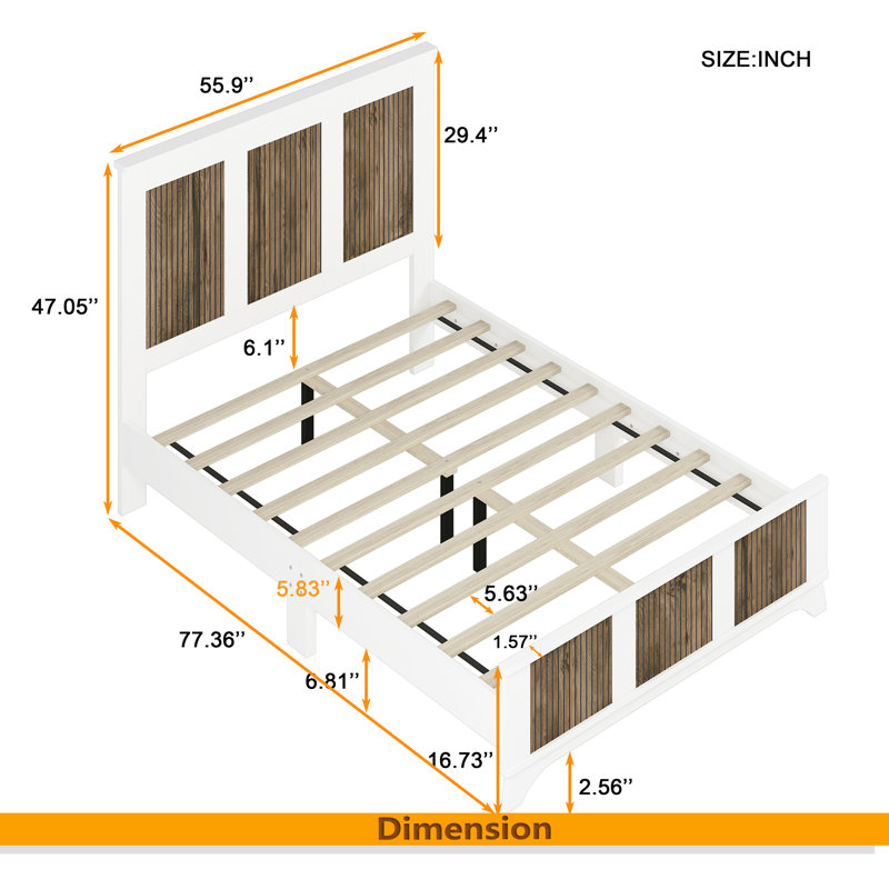 Lit plateforme Farmhouse, Lit double, Blanc