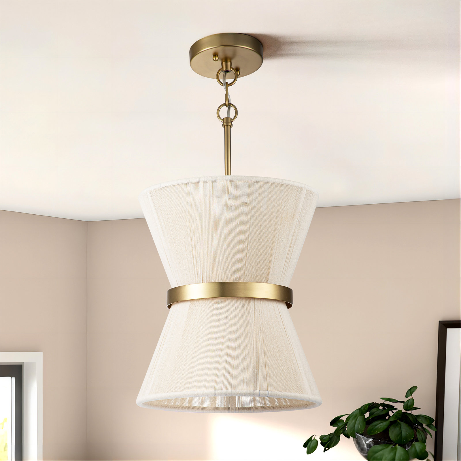 Claretta Dimmable 2-Light Pendant, Bleached Natural Rope