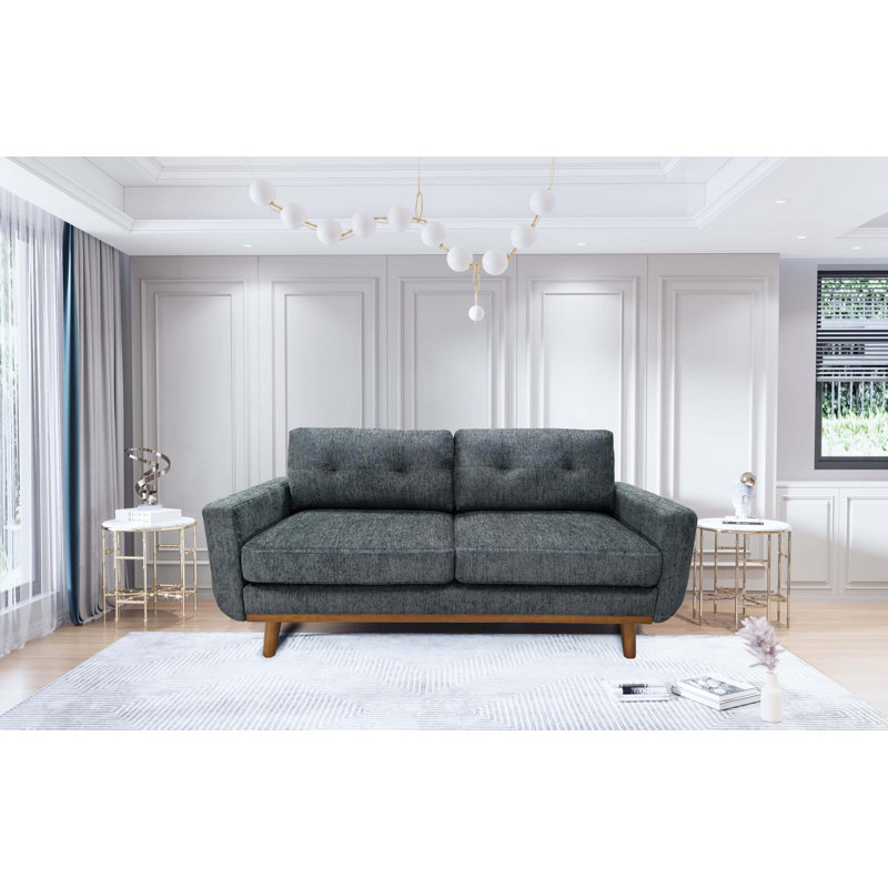 Canapé capitonné 67,7 po de largeur Mid-Century avec pieds en bois