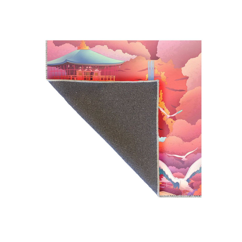 Tapis multicolore à motif tissé à motif de pagode japonaise moderne lavable à la machine, Rectangle 3 pi 11 po x 5 pi 11 po