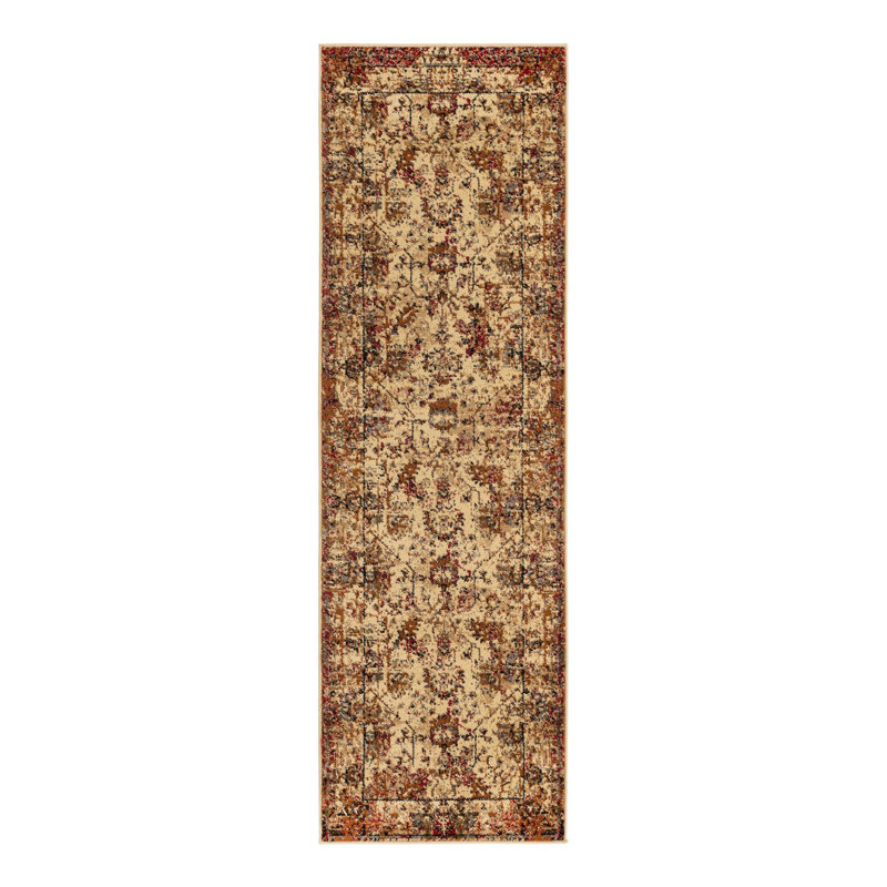 Tapis beige / rouille à motif géométrique Alameda, Tapis de couloir 2 pi x 7 pi 1 po