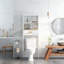 Armoire de rangement au-dessus de la toilette blanche avec un tiroir et 2 tablettes pour salle de bain