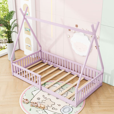 Twin Wood Bed With Fence
