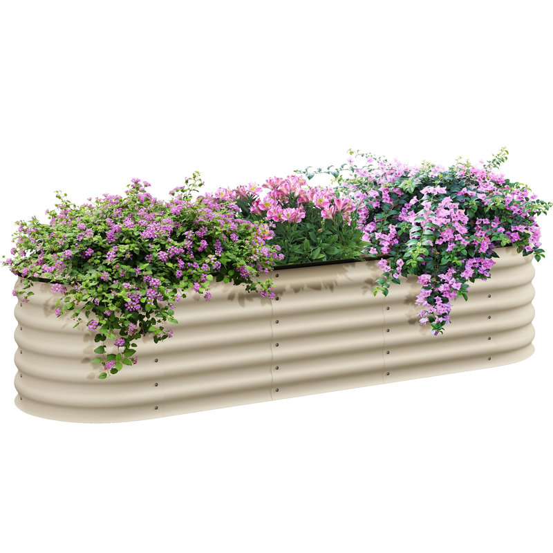 6.5' X 2' X 1.4' Galvanized Raised Garden Bed Kit, Outdoor Metal Elevated Planter Box With Safety Edging, Easy DIY Stock Tank For Growing Flowers, Herbs & Vegetables