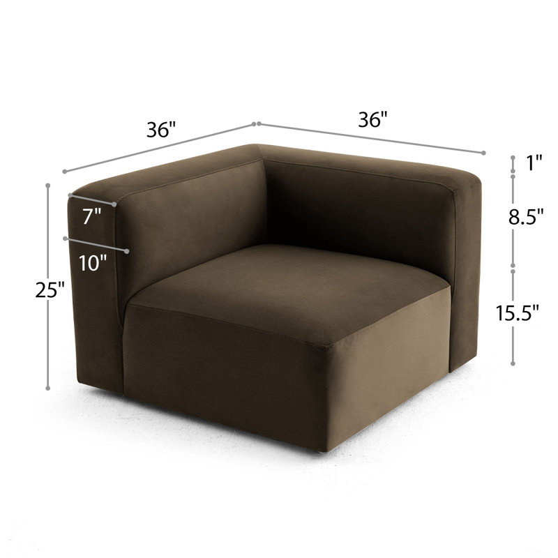 Fauteuil d'angle simple pour canapé modulaire convertible, Chocolat