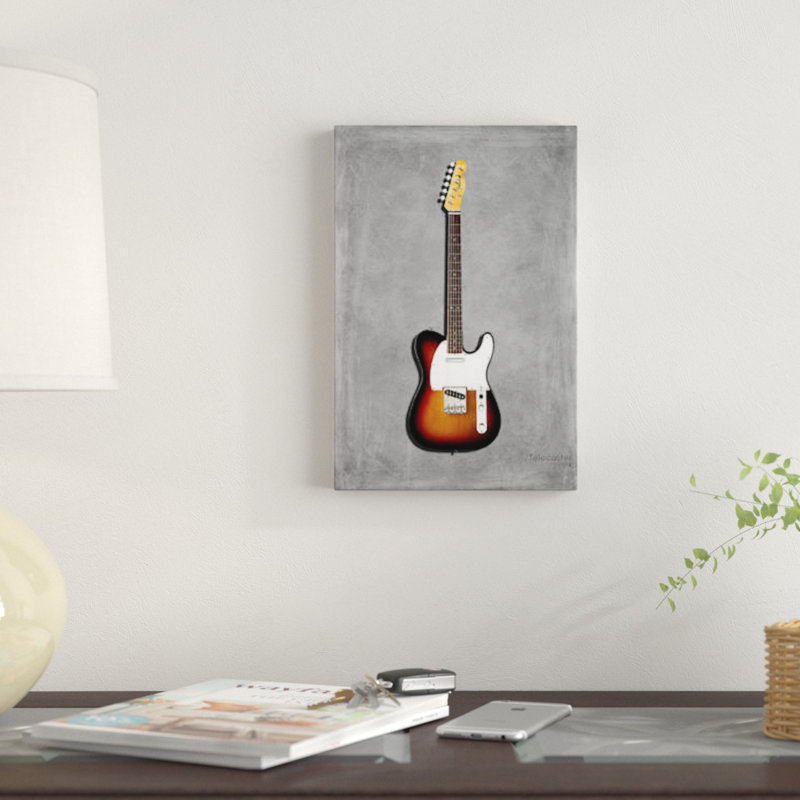 Fender Télécaster 64 - impression sur toile tendue, H 12 po x l 8 po x P 0,75 po, Toile tendue, Pas de tapis
