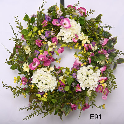 26" Artificial Everyday Eucalyptus Berry Rose Floral Front Door Wreath For Wedding Party Home Decor