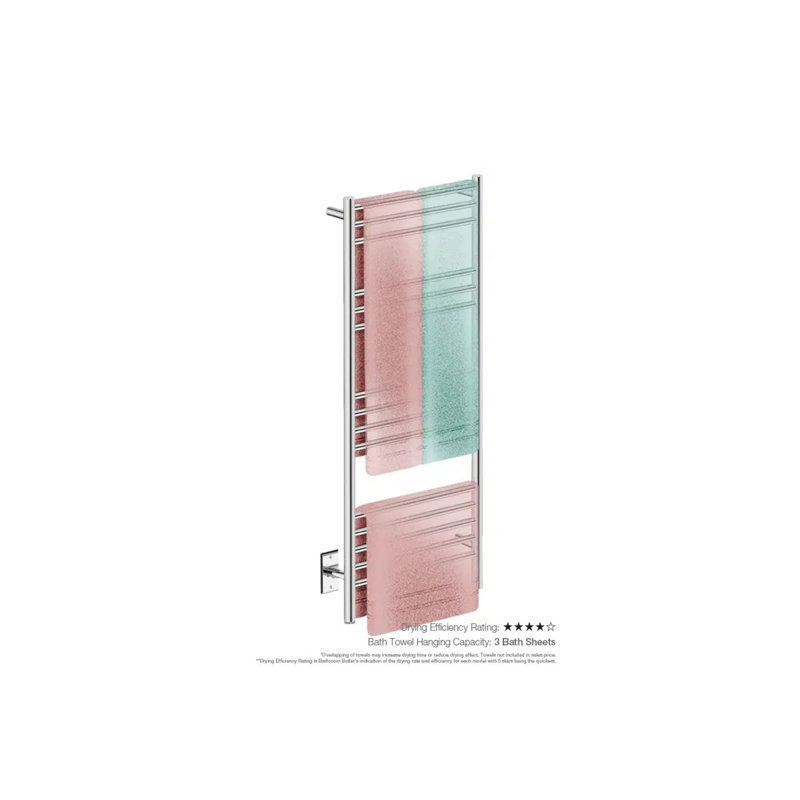 Natural 15 Double Wall Mounted Towel Rack, 48.5" H x 20" L x 4.5" D, Polished Stainless Steel
