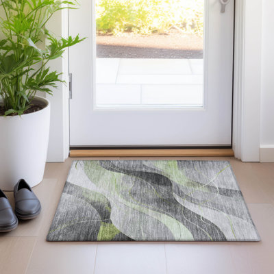Machine Washable Indoor/Outdoor Cinead ACN1668 Aloe Rug