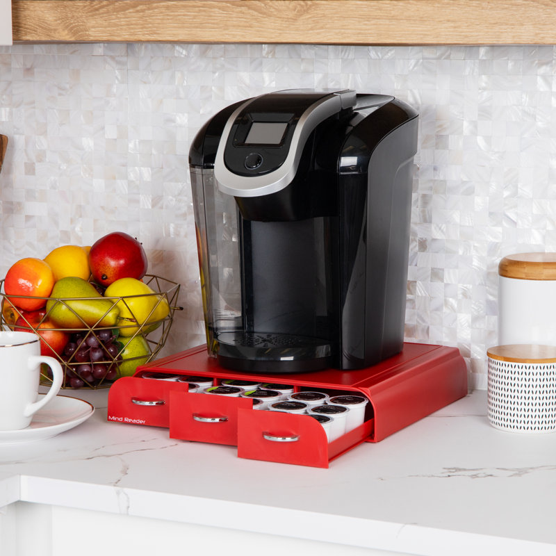 Red Wood Veneer Coffee Pod Drawer for 36 Capsules
