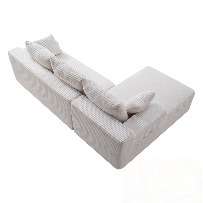 Canapé modulaire Cloud avec méridienne en L, Blanc