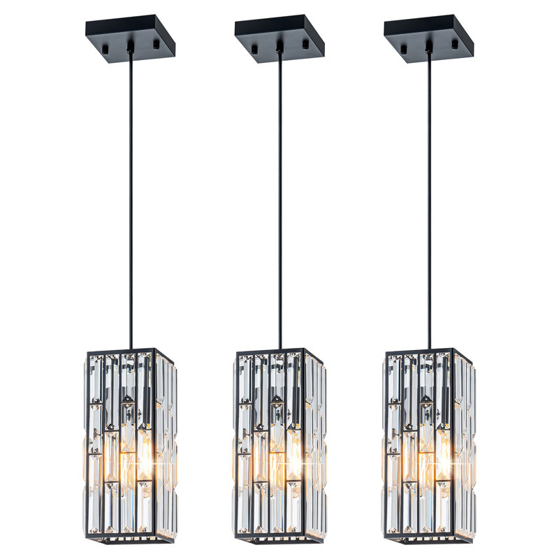 Mini luminaire suspendu en cristal 1 lumière pour îlot de cuisine 1 lumière (ensemble de 3)