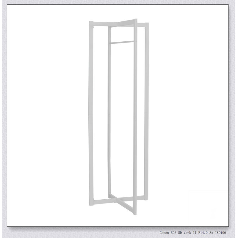 Arbre d'entrée moderne en métal blanc avec barre de suspension et rangement, parfait pour les entrées et les chambres à coucher, hauteur de 72 pouces