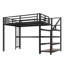 Lit mezzanine double en métal avec bureau, escalier de rangement, lumières DEL et ports USB, multifonctionnel, silencieux, noir-393112299