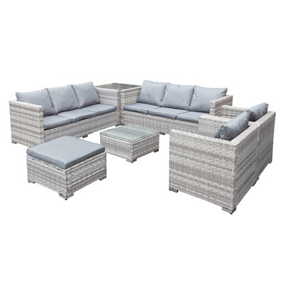 Malta Rattan 9 Seat U-Shape Set in Dove Grey