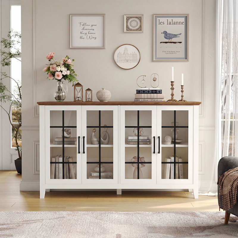 Buffet 63 "avec portes en verre, Blanc
