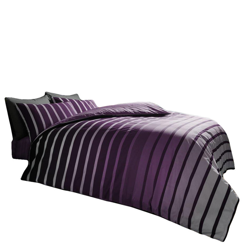 Oscar Striped Duvet Cover Set with Pillowcases, Purple