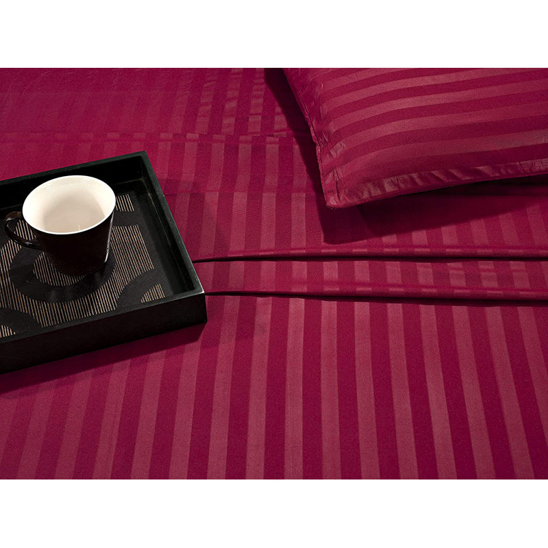 Microfiber Sheet Set, Full Sheet Set + Fitted Sheet + 4 Pillowcases, Burgundy