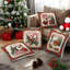 4 housses de coussin décoratives à motif de père Noël, 4 pièces