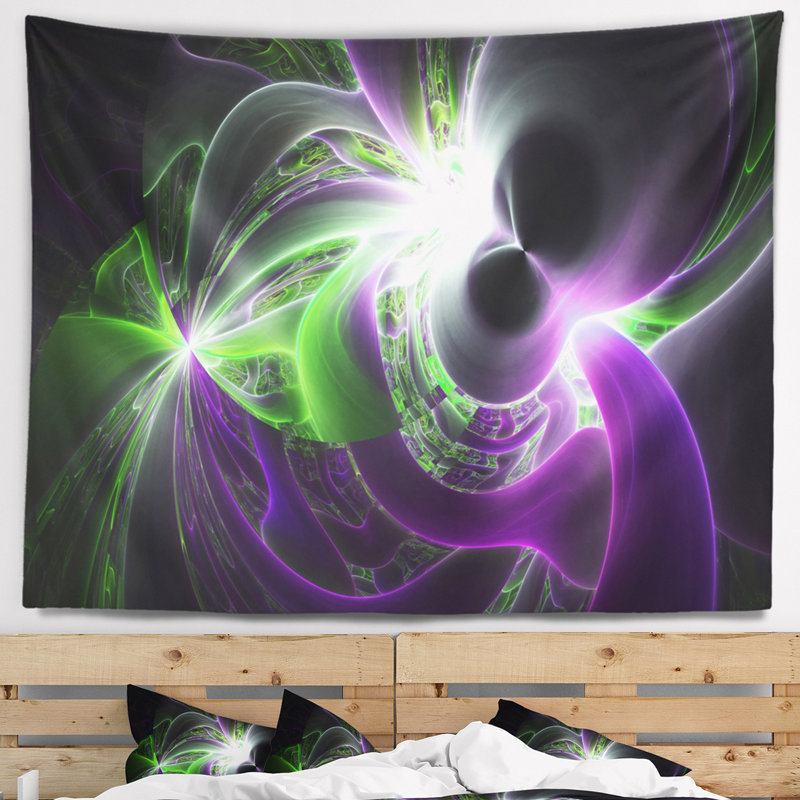 Tapisserie de plasma vert violet brillant, H 50 po x l 60 po