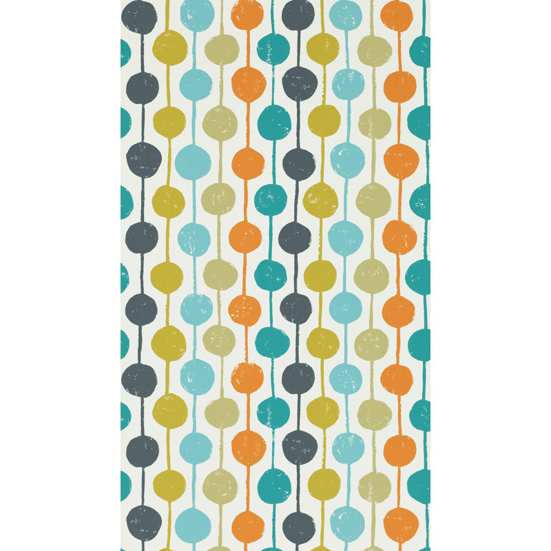 10.05m x 52cm Matte Wallpaper Roll, Sulphur/Tangerine/Kingfisher