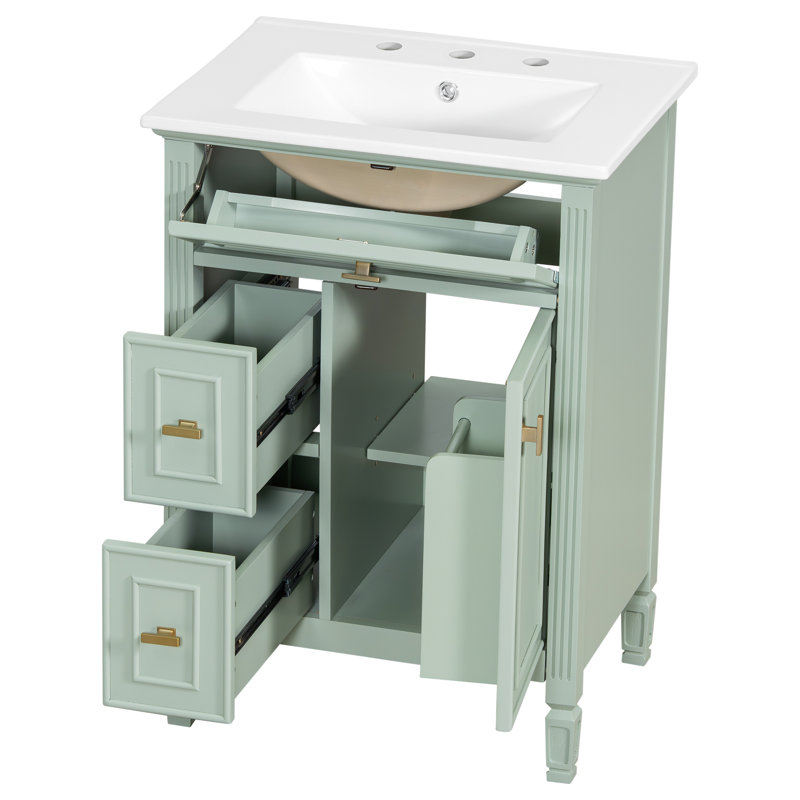 Meuble-lavabo 24 po avec lavabo, Vert